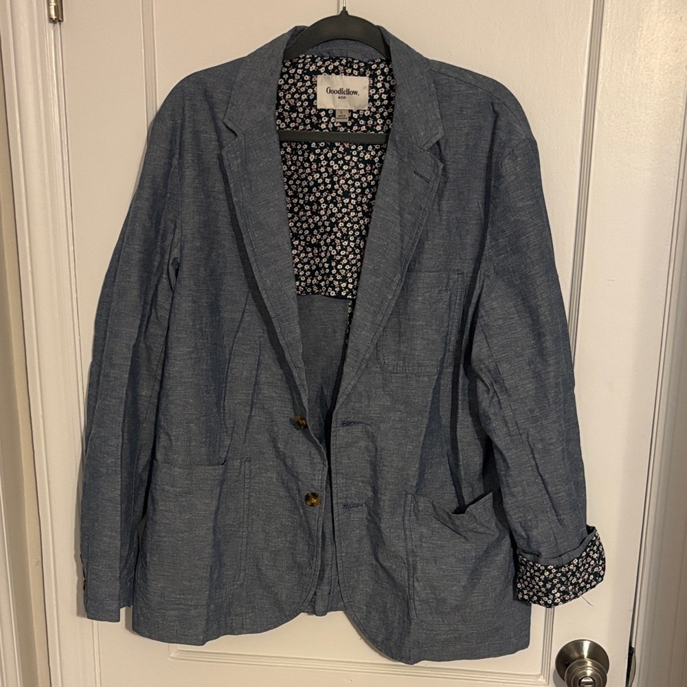 Goodfellow & Co Blue Blazer with Patterned Lining